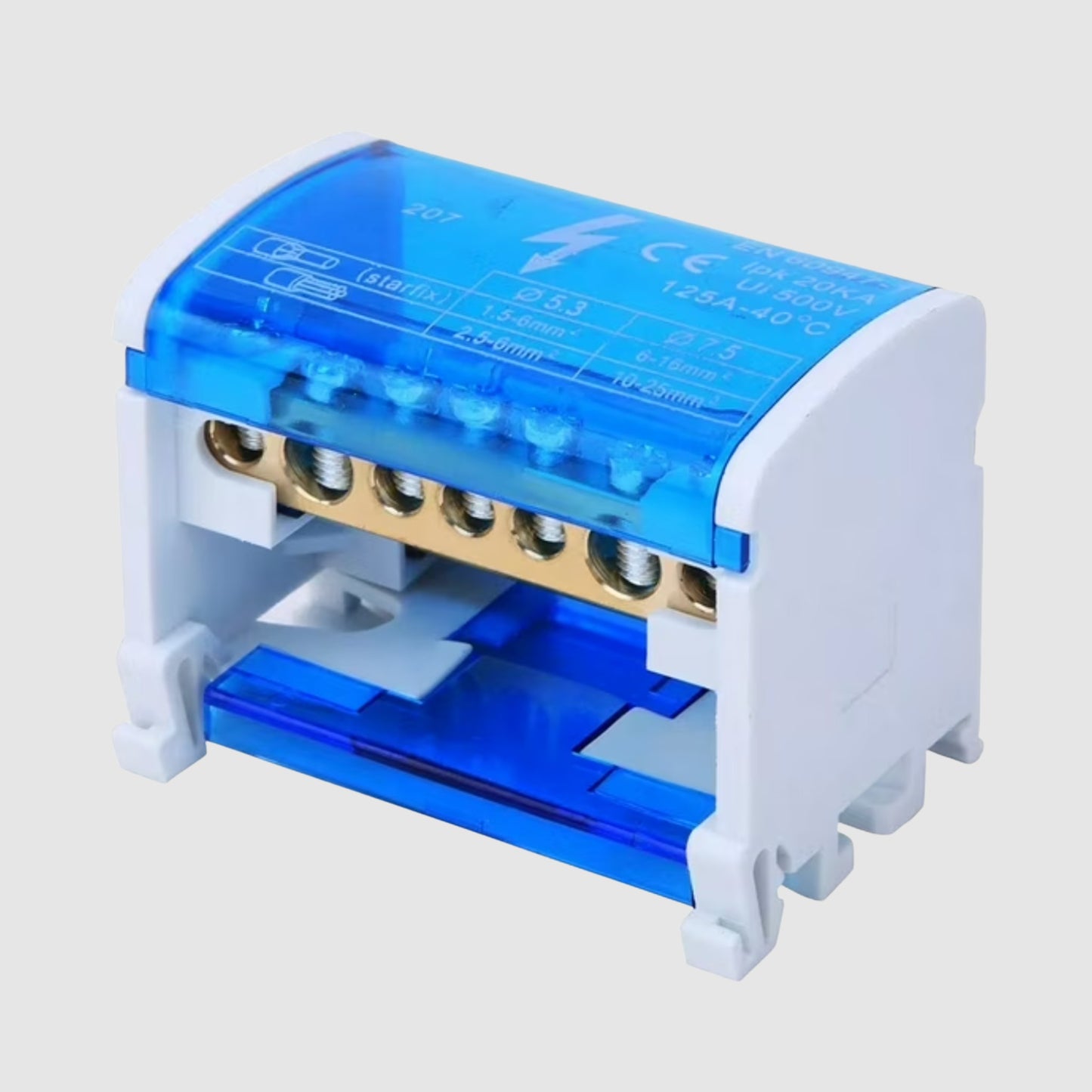 Repartidor bipolar 125A 2x7 polos riel DIN para tablero eléctrico
