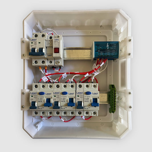Tablero Eléctrico Armado 3 Circuitos 220V 40A 24 Módulos DIN Embutido – Protecciones LEXO