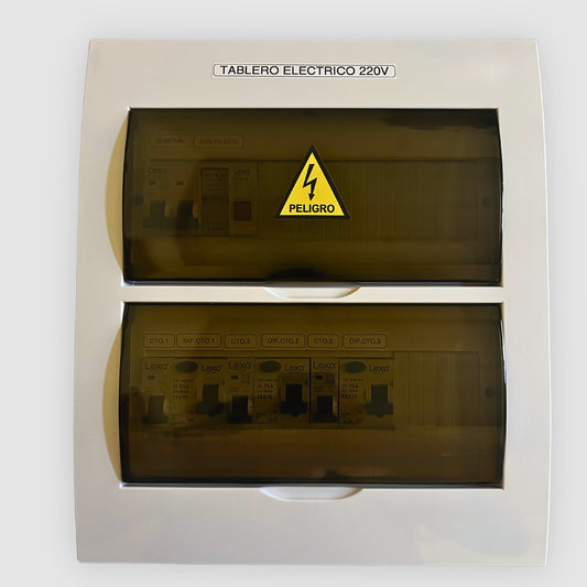 Tablero eléctrico armado 3 circuitos 220V 40A embutido con protecciones Lexo