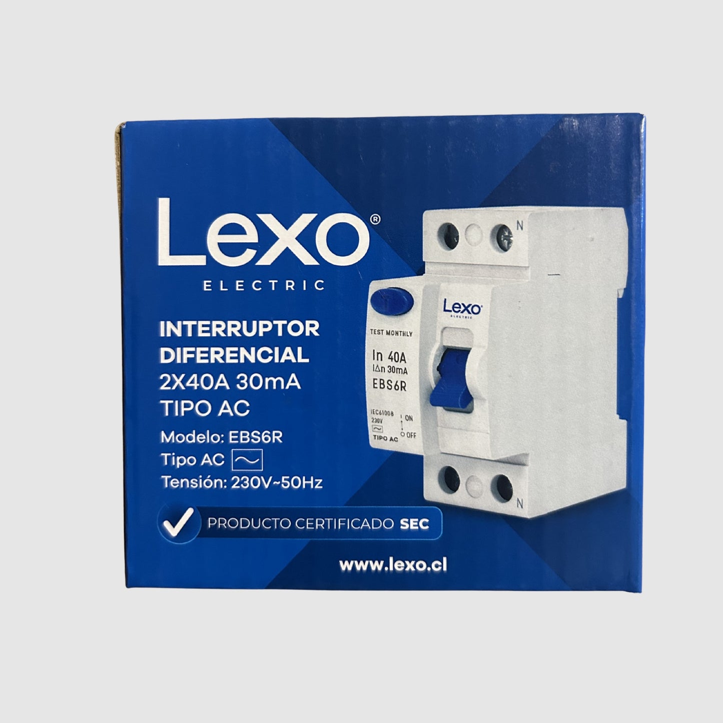 Interruptor diferencial Lexo 2 polos 40A 30mA riel DIN 220V