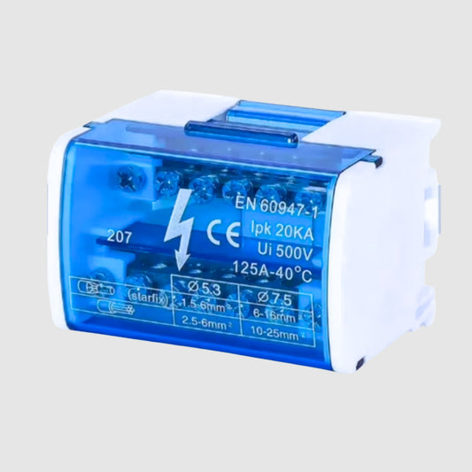 Repartidor Bipolar 125A 2×7 Polos Riel DIN