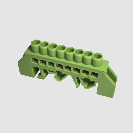 Regleta de tierra verde riel DIN 8 conexiones para tablero eléctrico