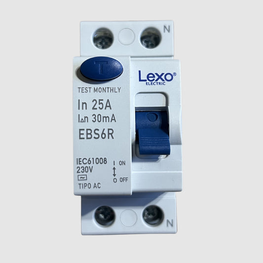 Interruptor Diferencial 220V Lexo 2P 25A 30 mA Riel DIN