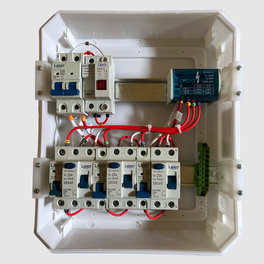 Tablero Eléctrico Armado 3 Circuitos 220V 25A 24 Módulos DIN Embutido – Protecciones LEXO