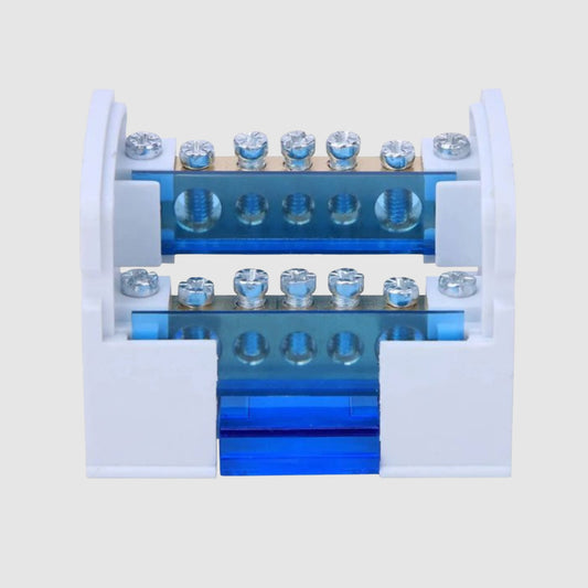 Detalle repartidor bipolar Lexo 125A conexiones de fase y neutro