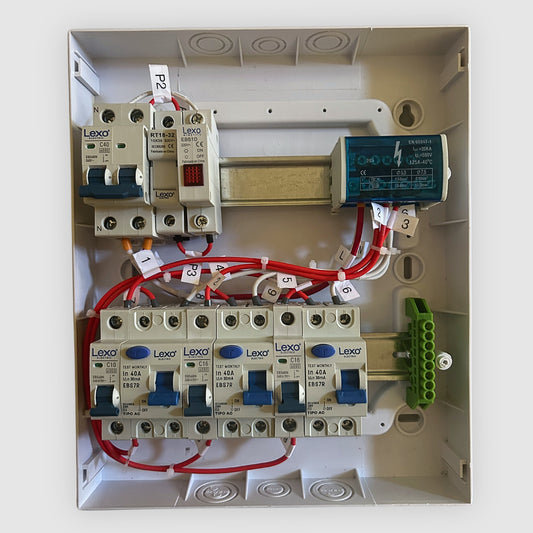 Tablero Eléctrico Armado 3 Circuitos 220V 40A 24 Módulos DIN Sobrepuesto – Protecciones LEXO