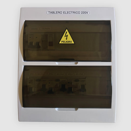 Tablero eléctrico armado 3 circuitos 220V 40A sobrepuesto con protecciones Lexo
