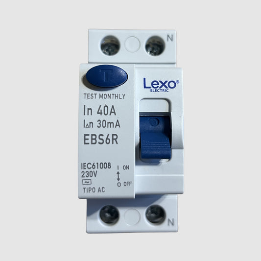 Interruptor Diferencial 220V Lexo 2P 40A 30 mA Riel DIN