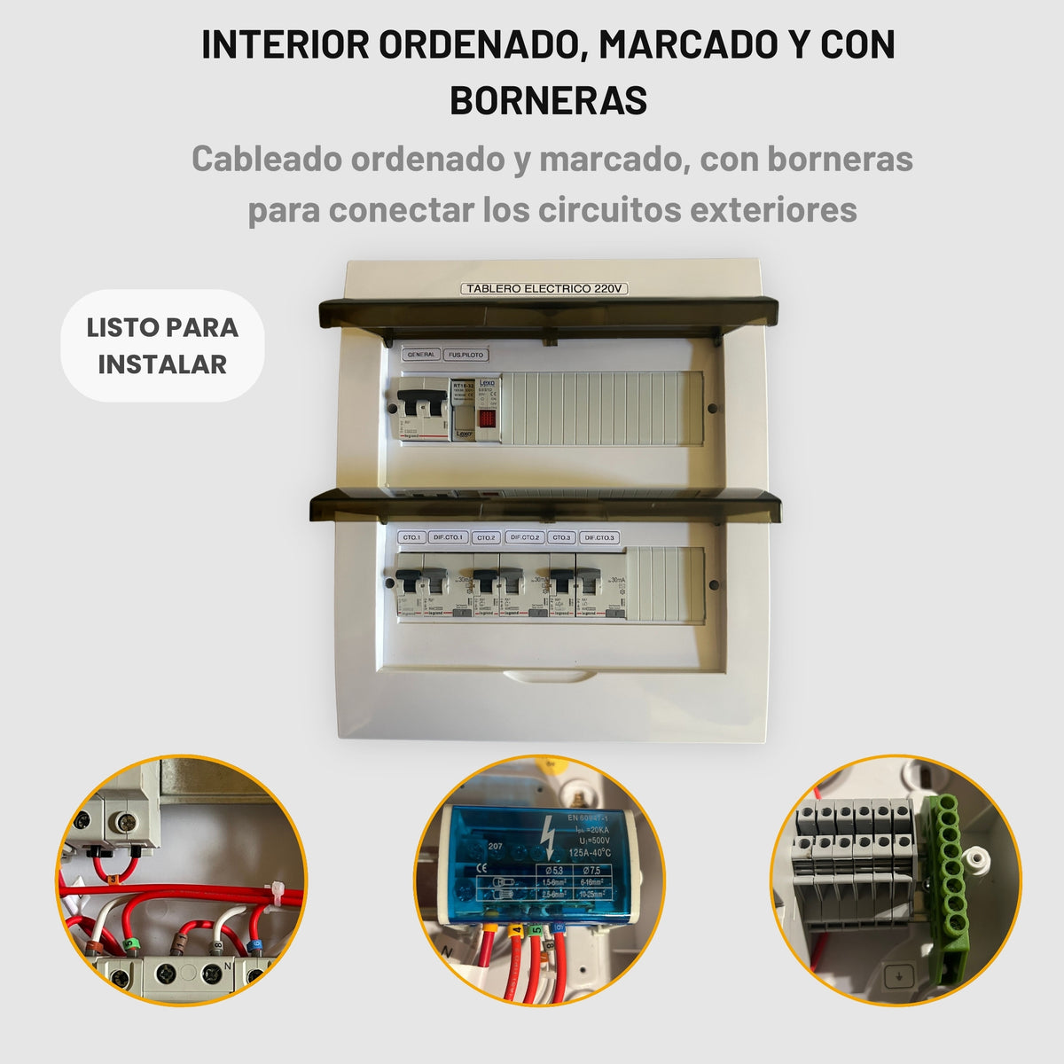 Tablero Eléctrico Domiciliario Armado 25A Embutido · 3 Ctos · 24 Módulos · Protecciones LEGRAND