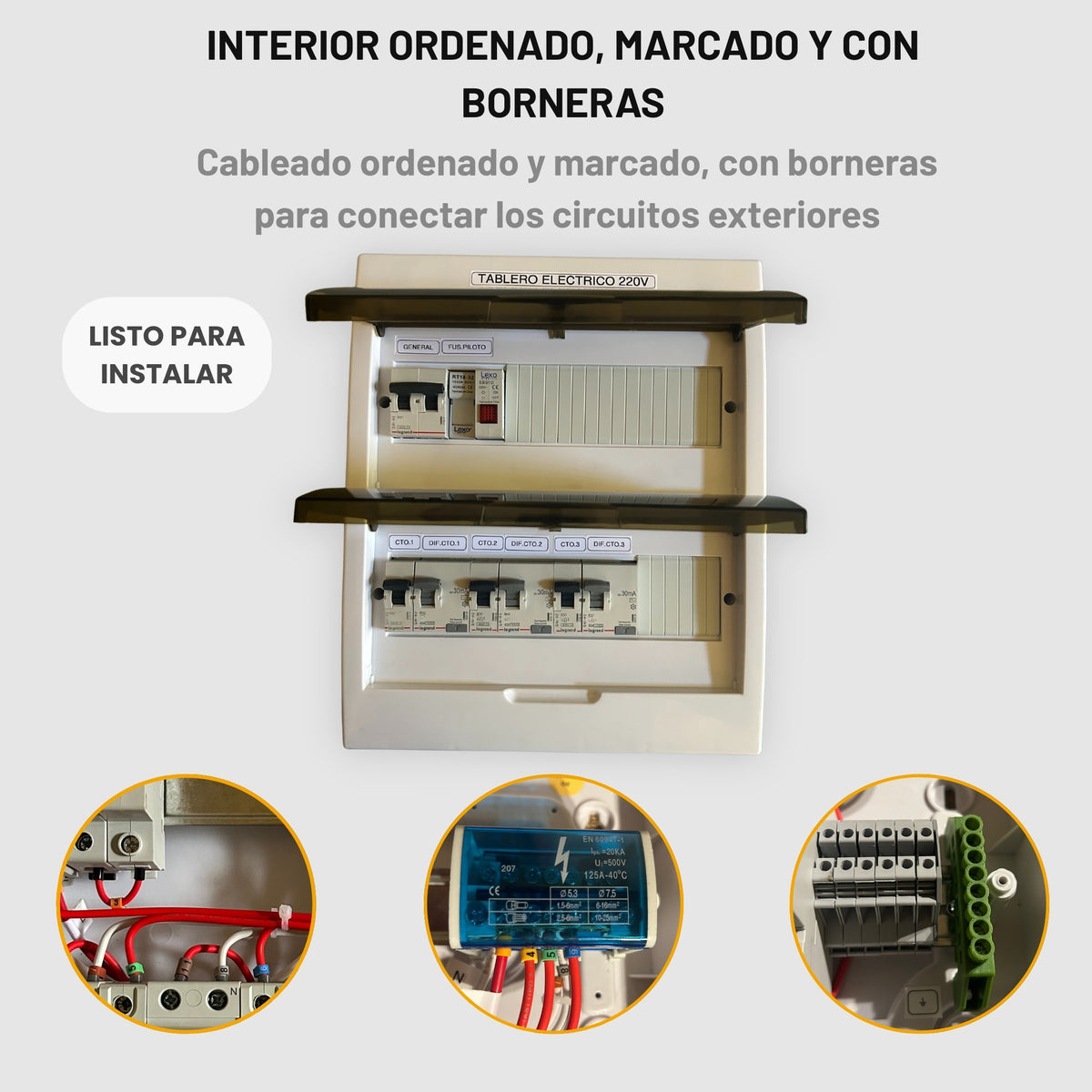 Tablero Eléctrico Domiciliario Armado 25A Sobrepuesto · 3 Ctos · 24 Módulos · Protecciones LEGRAND